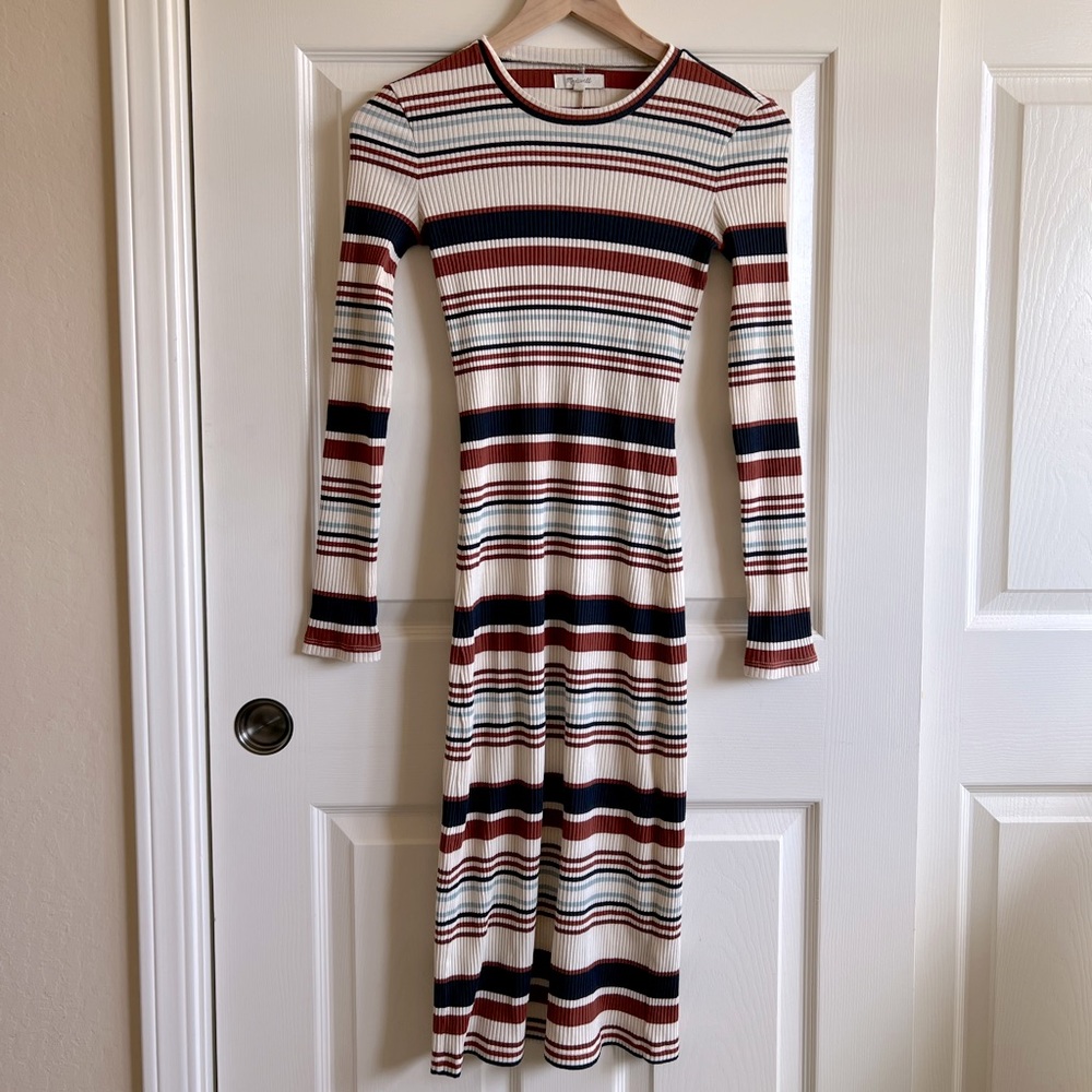 Madewell striped ribbed midi dress NWOT